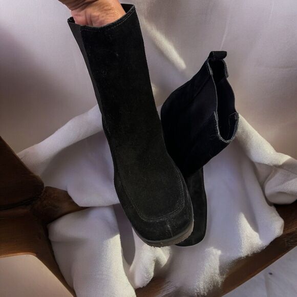 ENZO ANGIOLINI BLACK Saude Leather BLOCK ANKLE BOOTS- SIZE 8.5 Made In Brazil - Picture 2 of 8